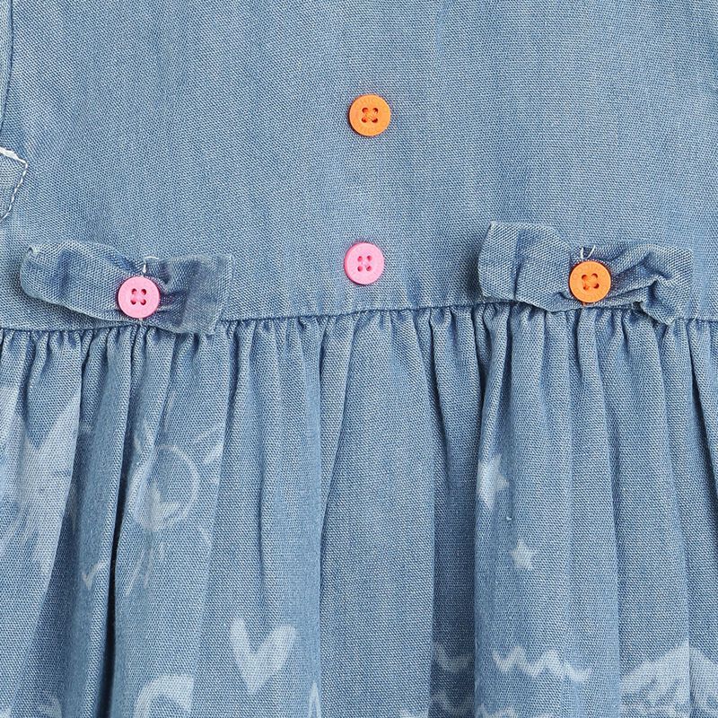 Girls Medium Light Blue Short Sleeve Dress image number null